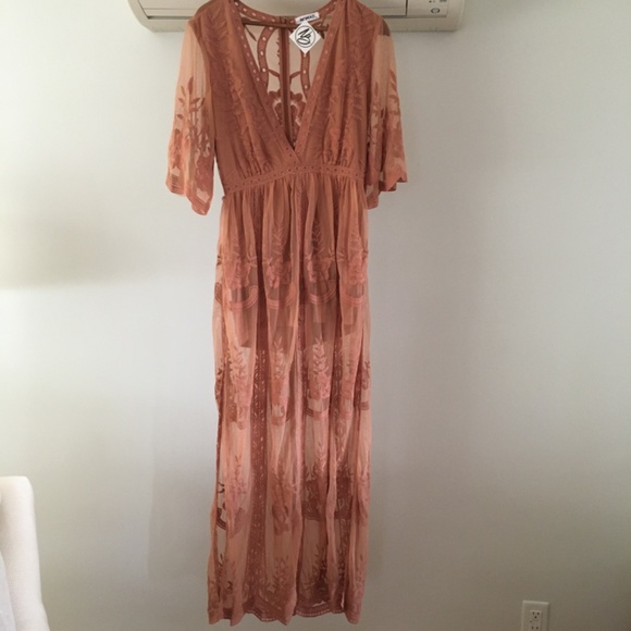 Lace maxi embroidered dress sz medium NWT - Picture 9 of 14